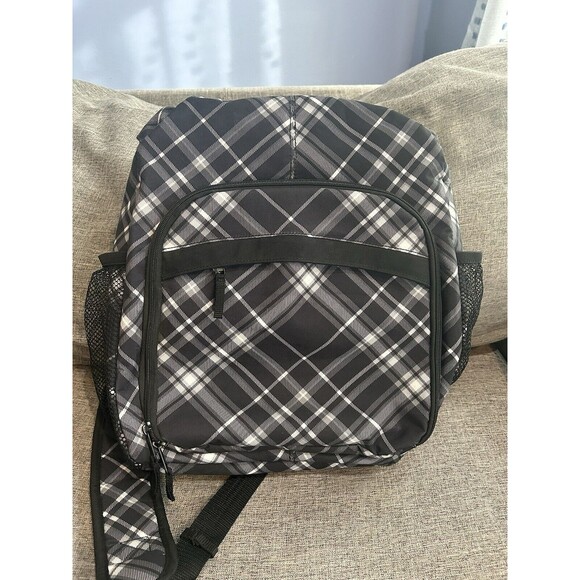 Thirty One Organizing Backpack Black Pick Me Plaid Pattern Sling Handle - Picture 1 of 16